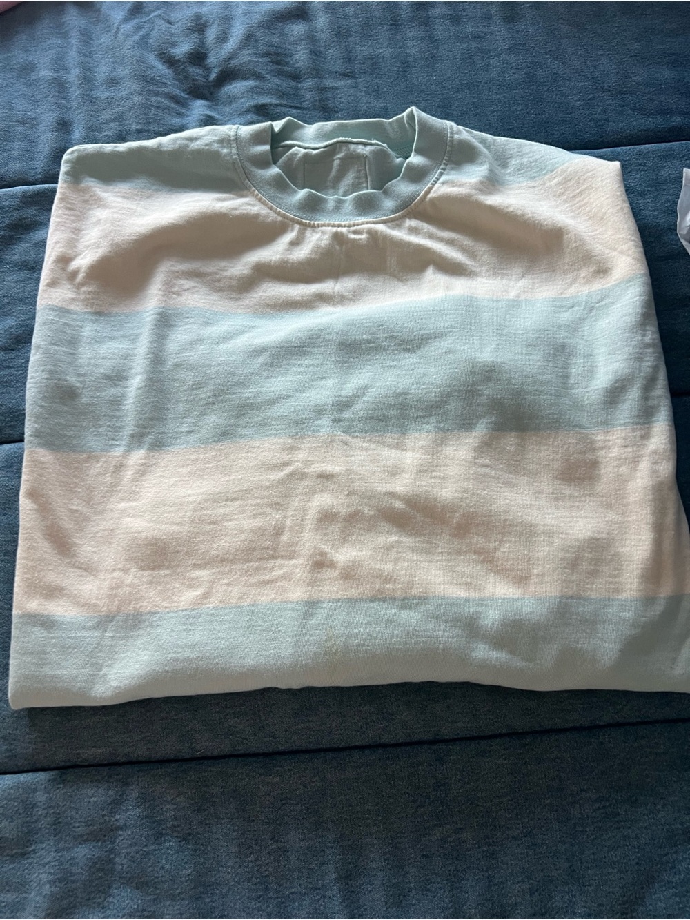 Daily Drills Light Blue and White Striped Crew Sweatshirt M/L
